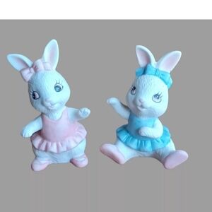Set Of 2 Vintage Homco Bunnies Rabbits #1418